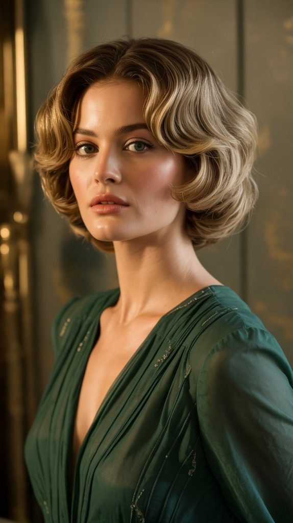 9. Retro-Inspired Feathered Bob with Vintage Flair