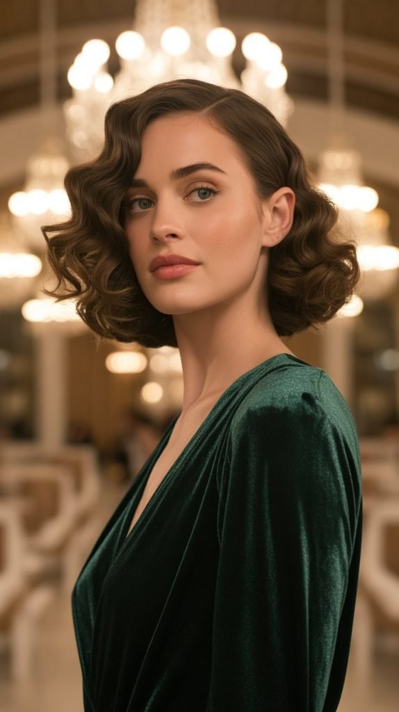 Curly Bob with Deep Side Part