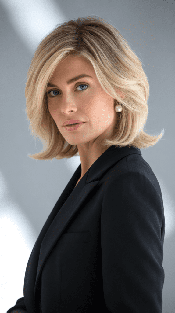 Layered Blonde Bob with Feathered Ends