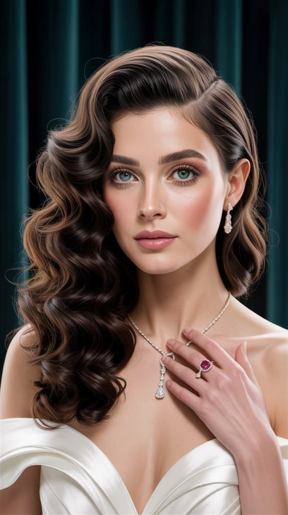 9. Curly Side-Swept Style