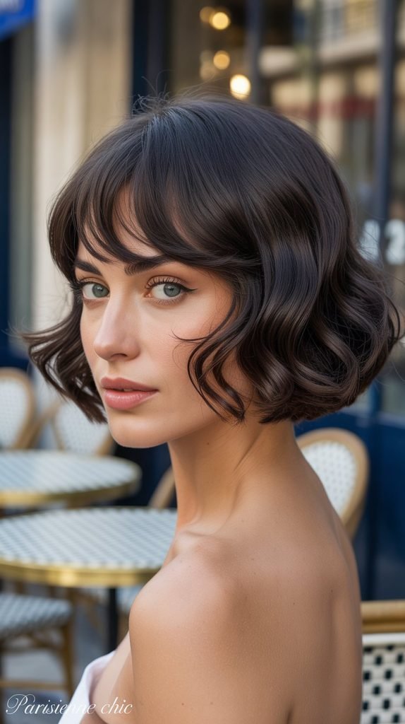 French Bob with Side-Swept Bangs for Waves