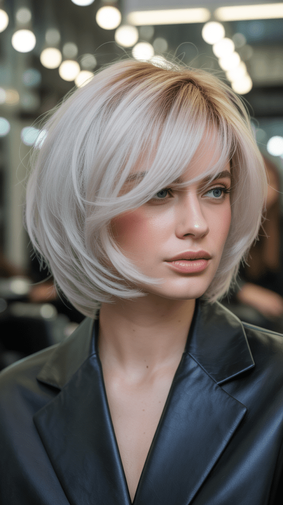 Graduated French Bob with Ice Blonde