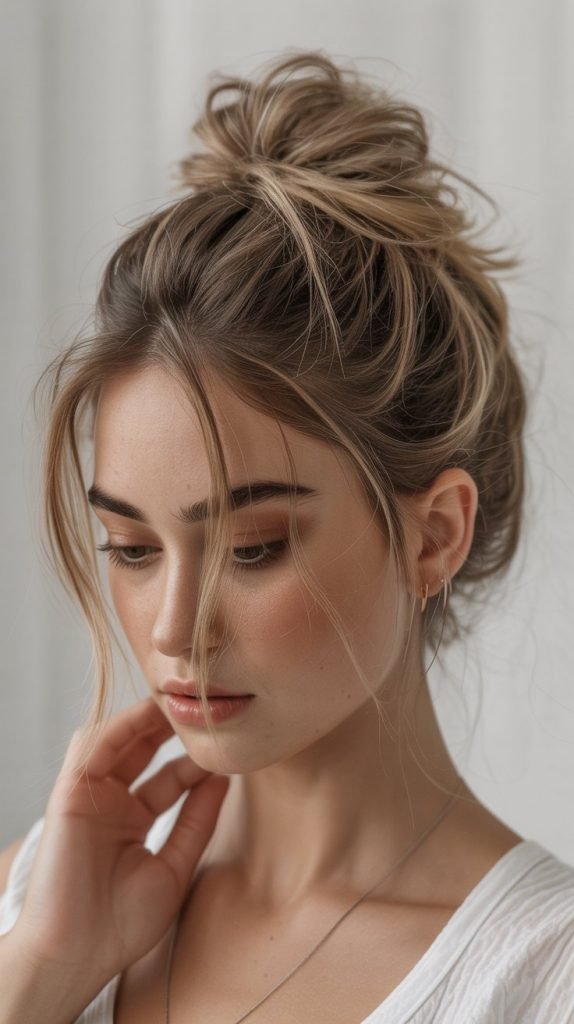 Top Knot with Face-Framing Pieces