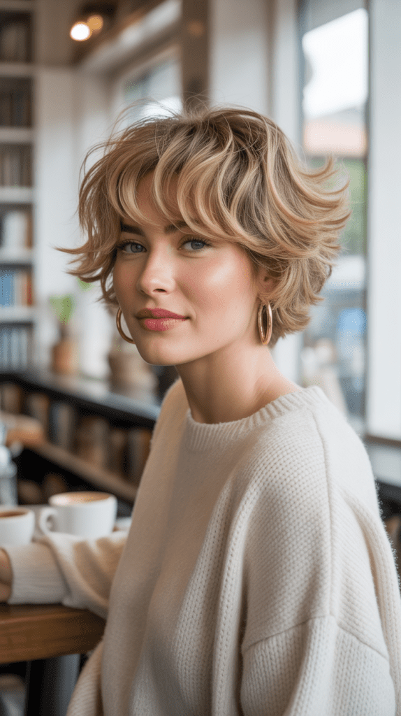 Tousled Layered Blonde French Bob