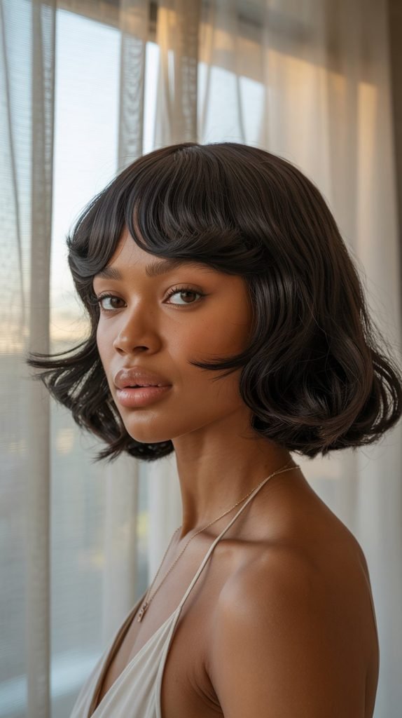 9. Bob with Side-Swept Bangs