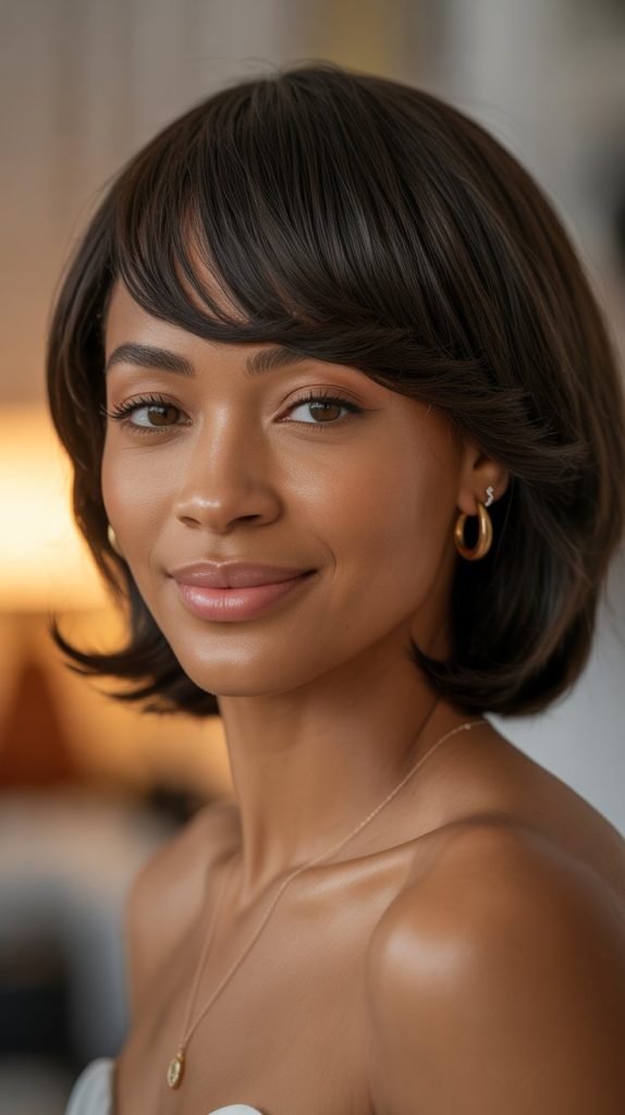  Side-Swept Bangs with Straight Hair