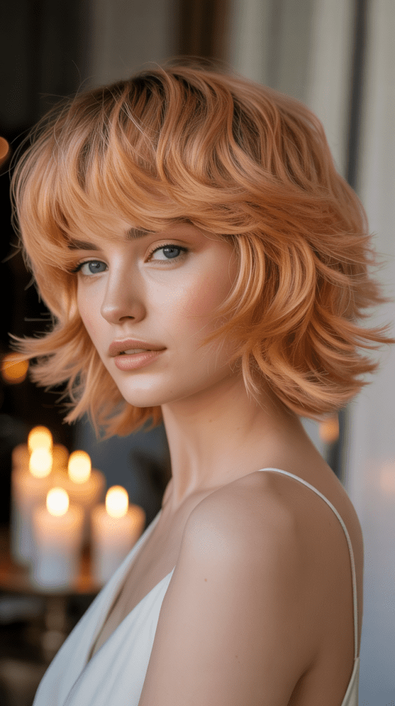 Feathered French Bob with Copper Blonde