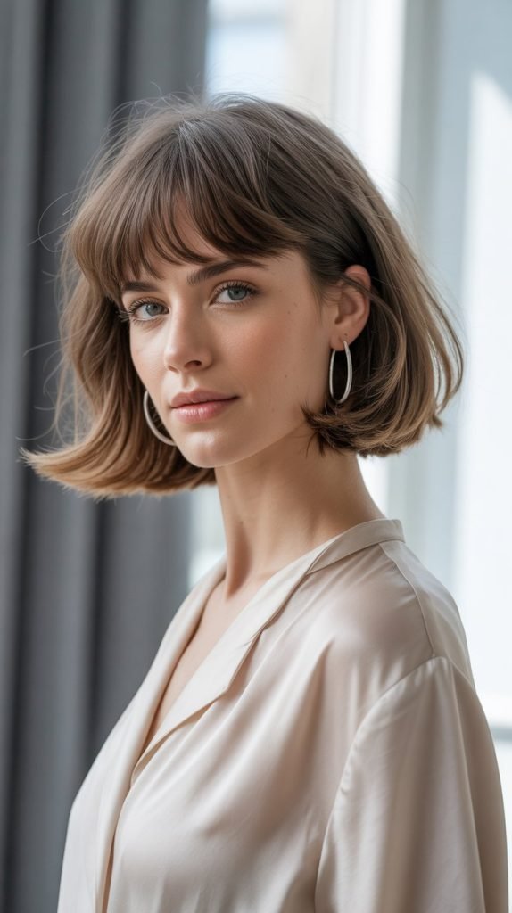 . Razor-Cut Bob with Feathery Bangs