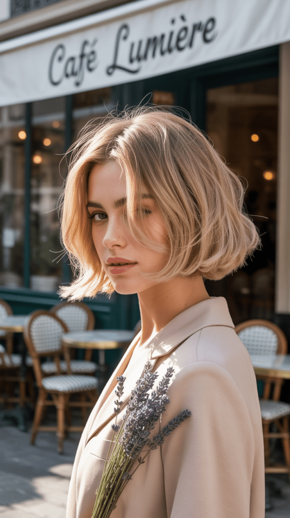 Layered French Bob with Sandy Blonde Base