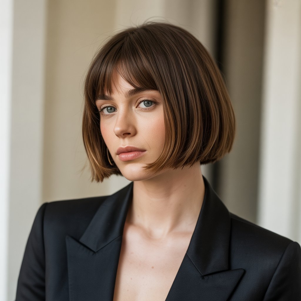 Minimalist French Bob with Subtle Fringe