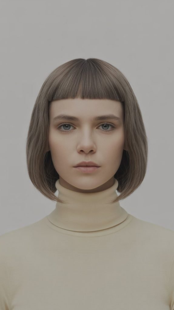 Blunt Lob with Straight Micro Fringe