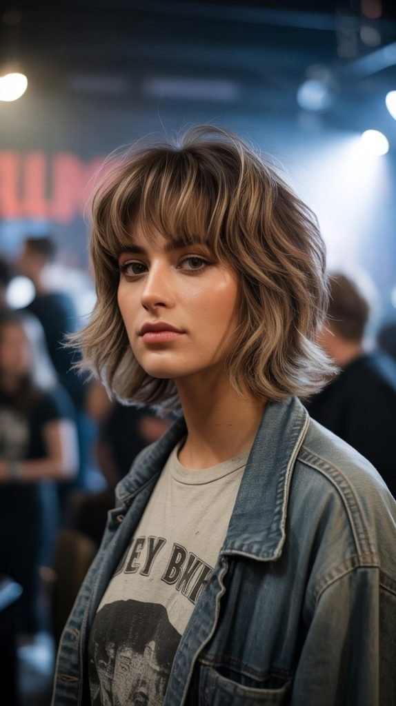 14. Shaggy Chin Bob with Curtain Bangs