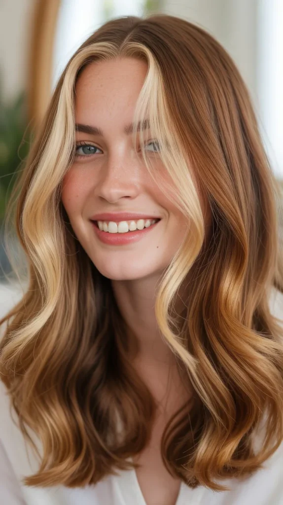 Strawberry Blonde Money Piece with Chestnut Balayage
