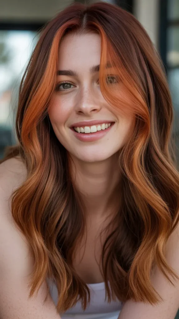 Copper Money Piece with Auburn Balayage