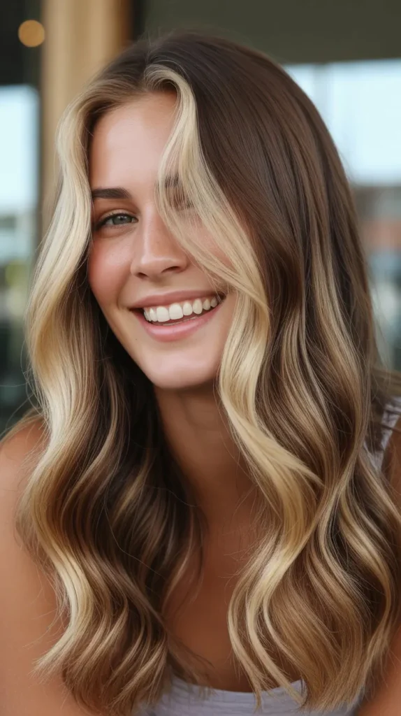 Bold Blonde Money Piece with Chocolate Balayage