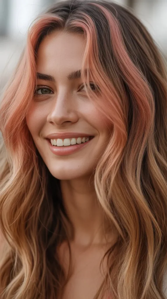 Rose Gold Money Piece with Warm Balayage