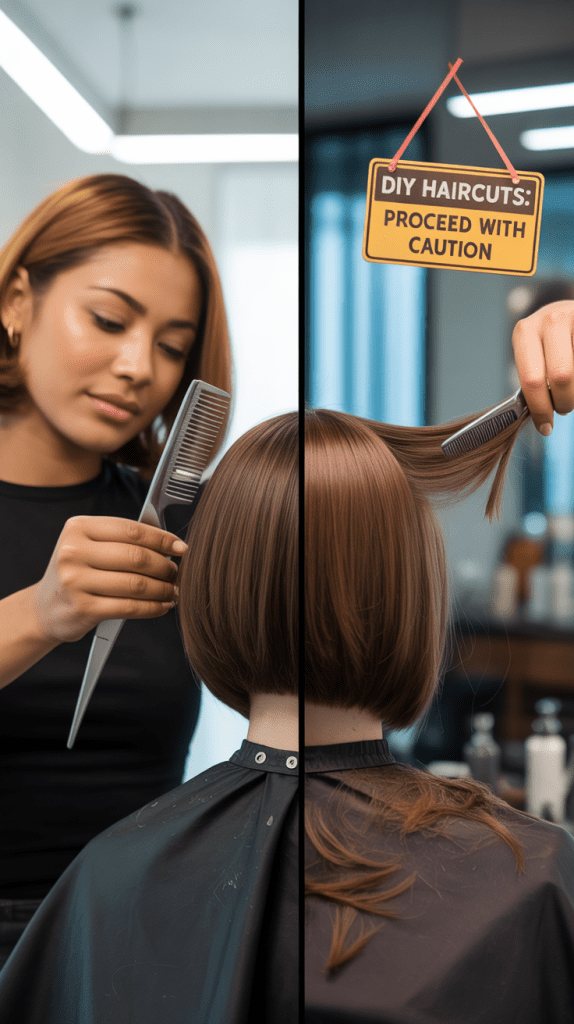 Professional vs. DIY Ear-Length Bob Cutting