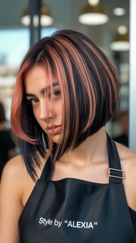 Inverted Angled Bob with Color