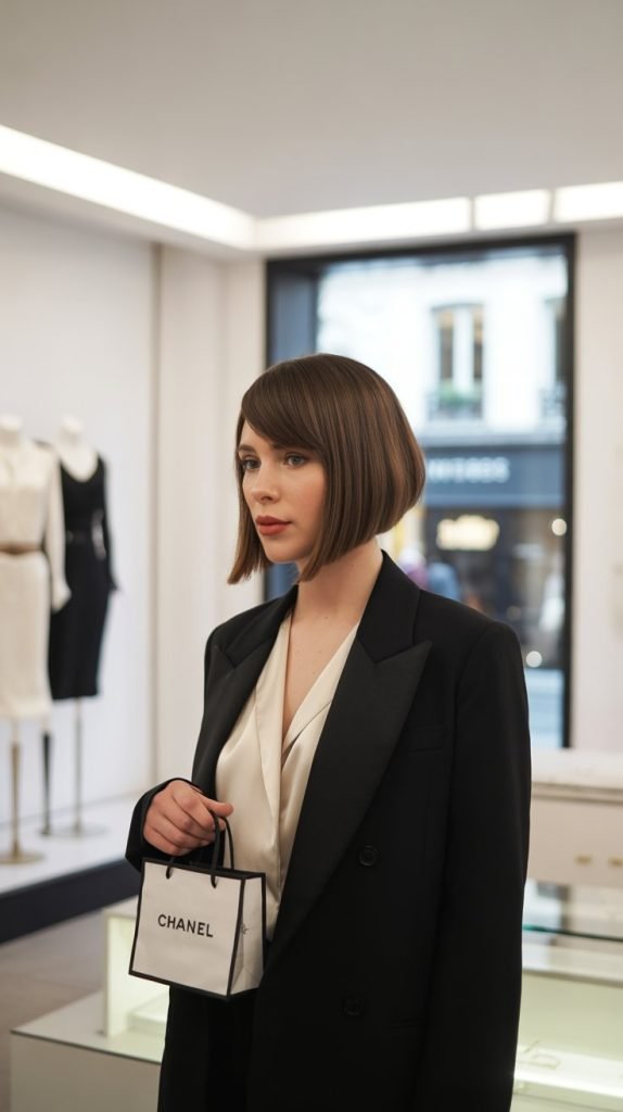 Asymmetrical French Bob with Side-Swept Bangs
