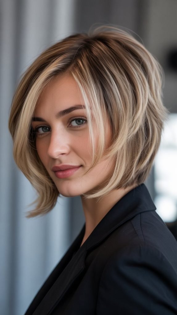 Layered Bob with Face-Framing Highlights