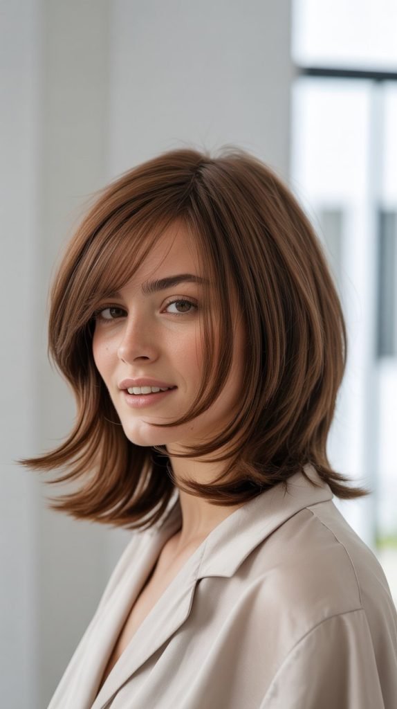 Layered Bob with Side-Swept Bangs
