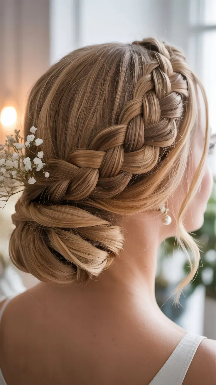 Braided Crown with Low Bun
