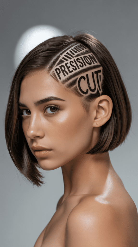  Precision-Cut Bob with Mathematical Undercut Patterns