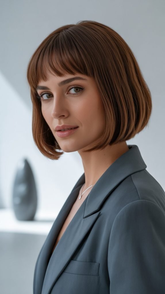 Blunt Bob with Curtain Bangs