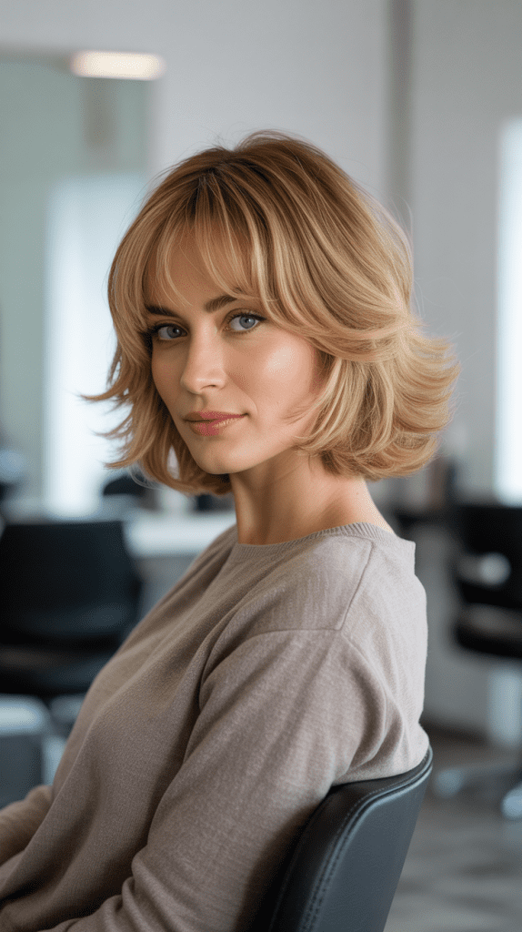 Classic Shaggy French Bob with Wispy Bangs