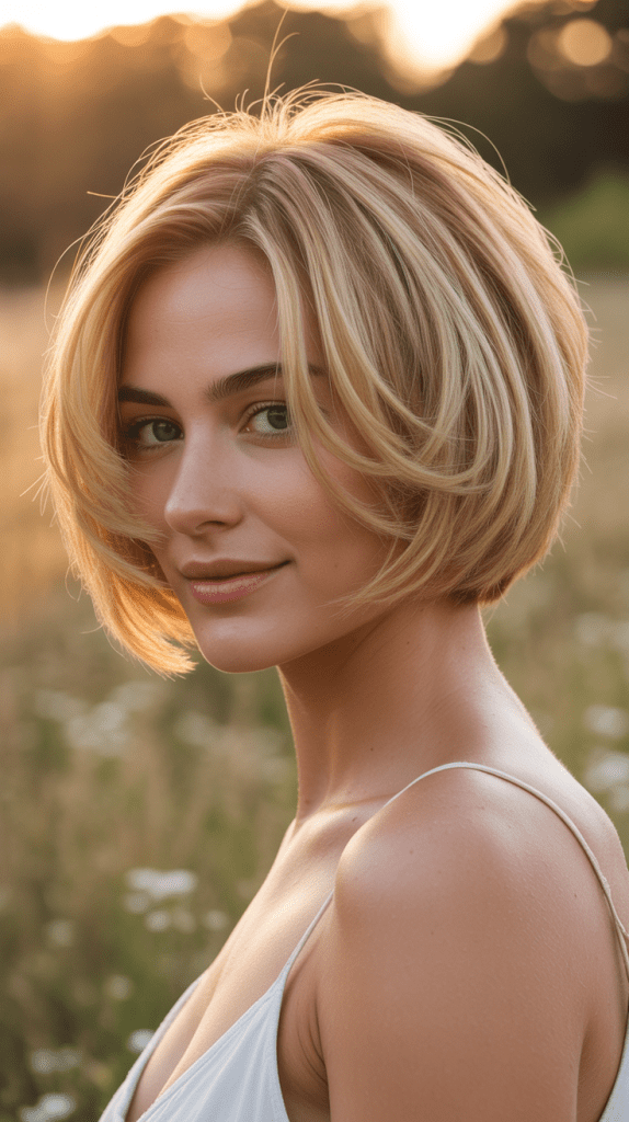 Layered French Bob with Golden Hour Blonde