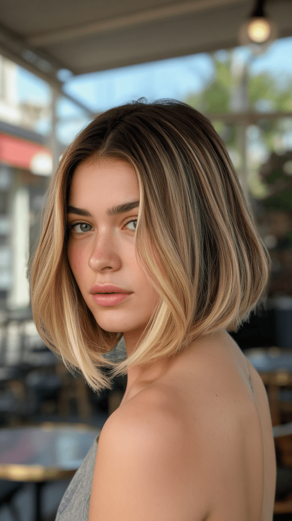 Layered French Bob with Bronde Color Blend