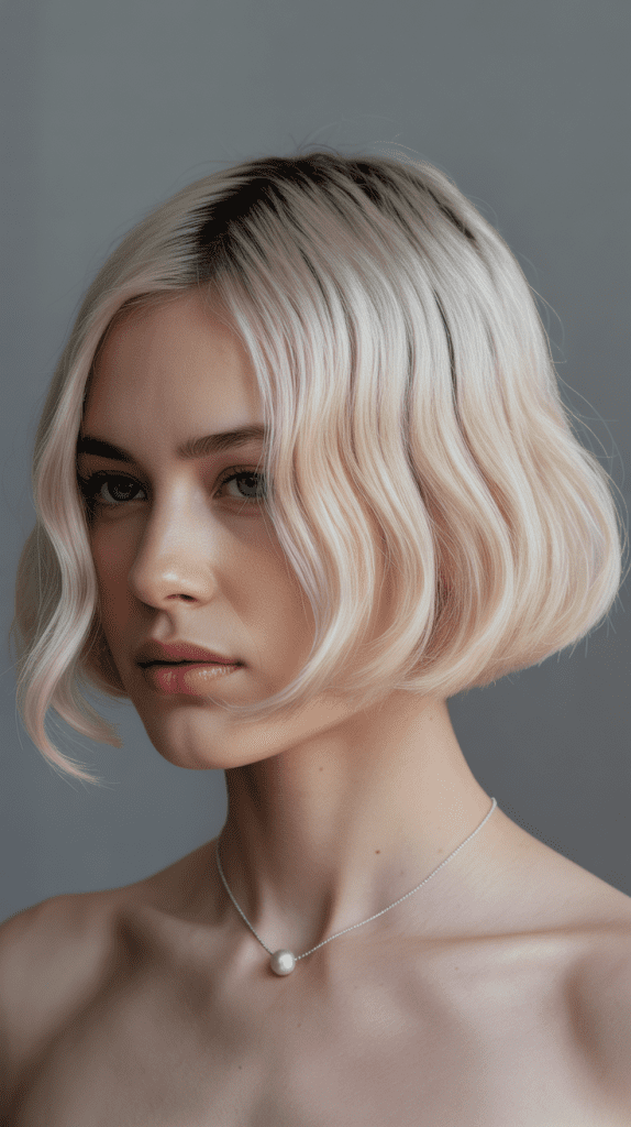 Platinum Blonde Bob with Contrast Undercut