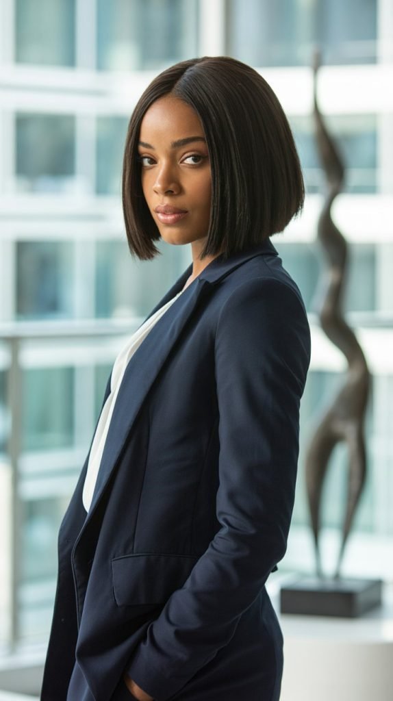 1. Classic Straight Ear-Length Bob