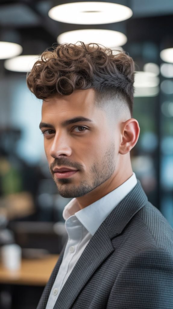 Curly Mullet with Taper