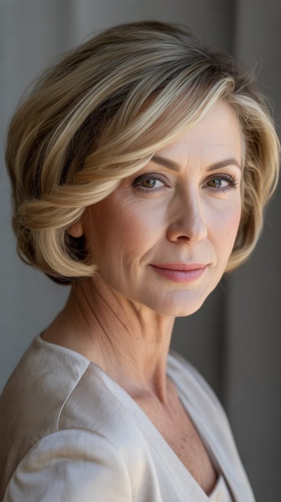 Classic Side-Swept Feathered Bob