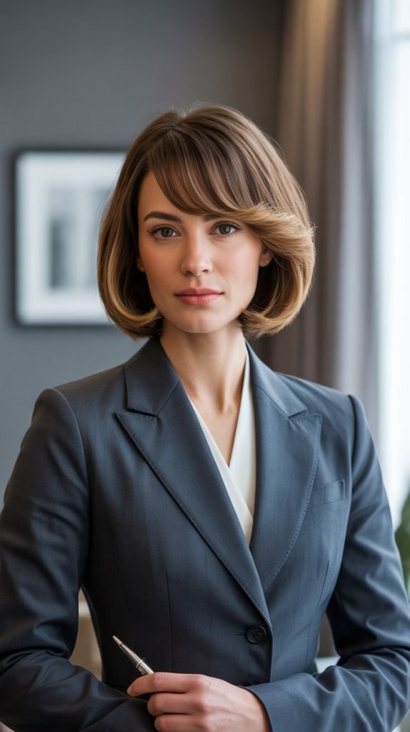 22. Chin Bob with Graduated Side Bangs