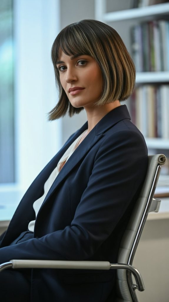 Stacked Bob with Wispy Side Fringe