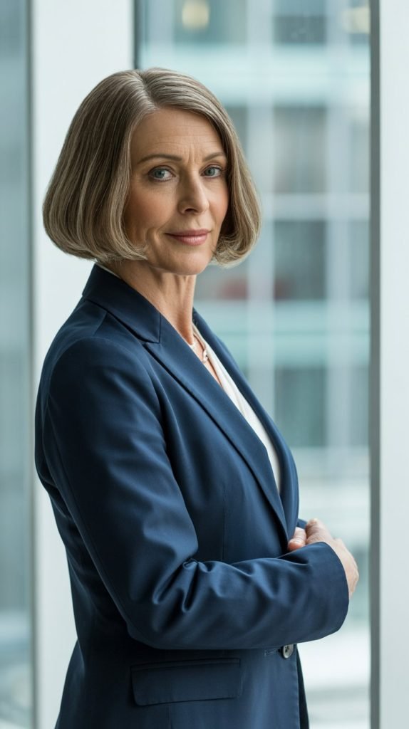 Sleek Feathered Bob with Middle Part