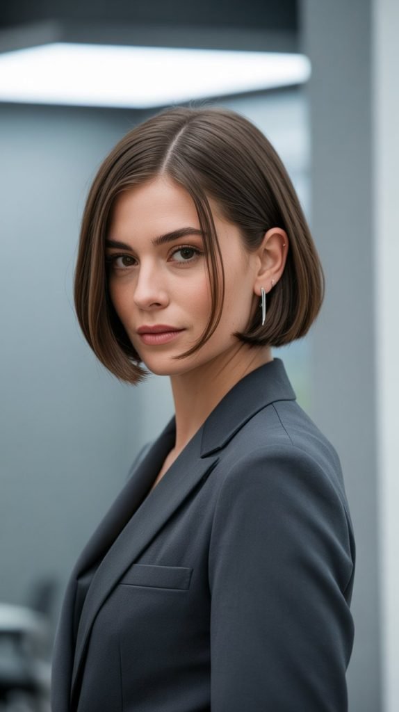 Sleek Bob with Middle Part