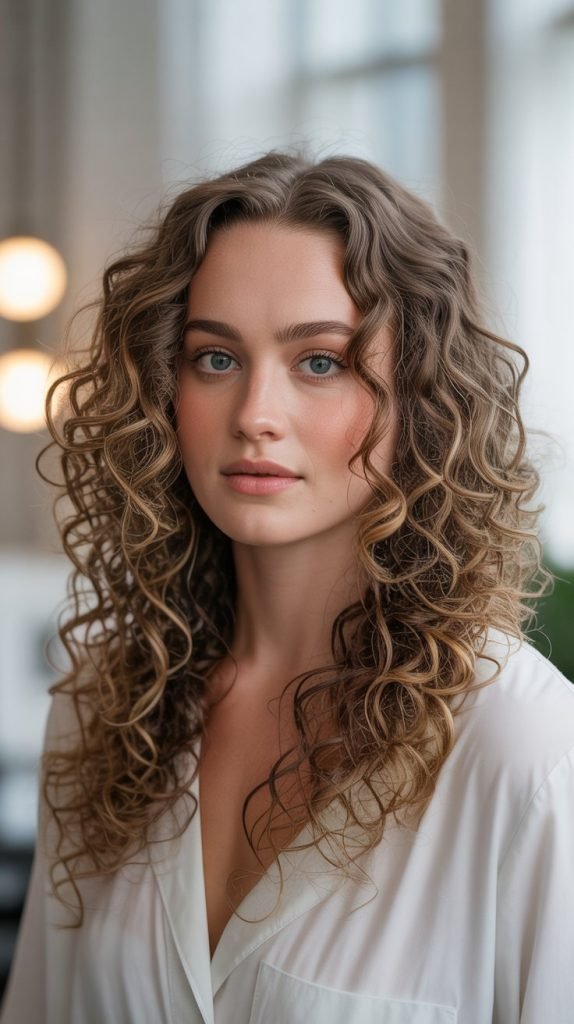 Long Curly Cut with Graduated Face-Framing Layers