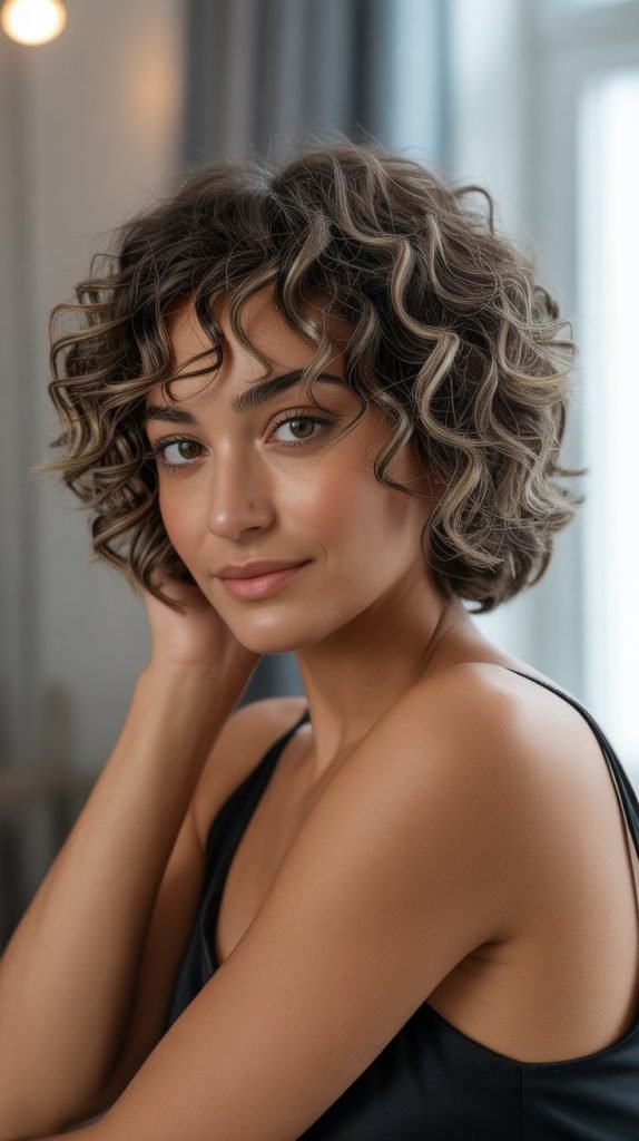 Curly Layered French Bob