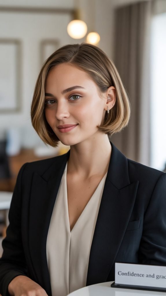  Side-Swept Bangs with Ear-Length Bob