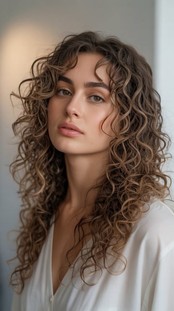 Long Curly Cut with Razor-Cut Face-Framing