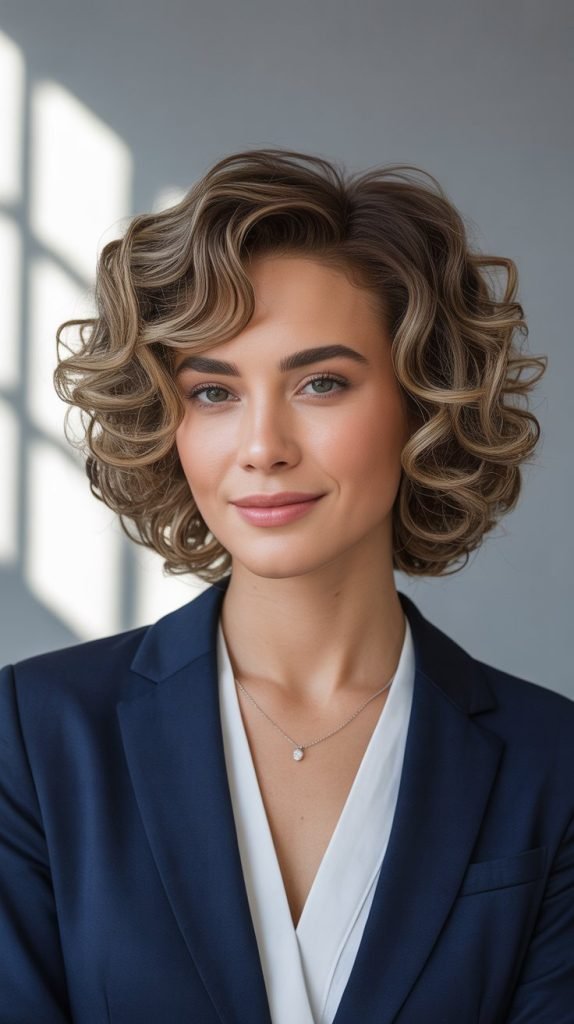  Curly Collarbone Cut with Blended Layers