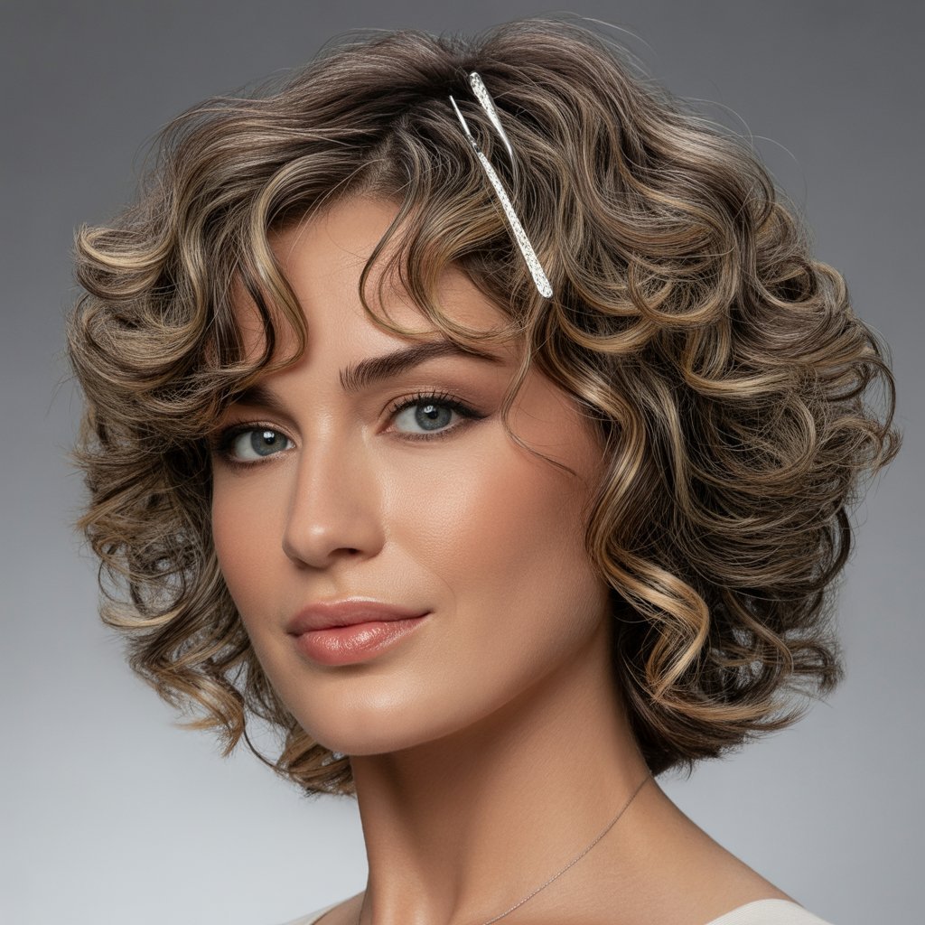 Layered Curly French Bob for Enhanced Volume