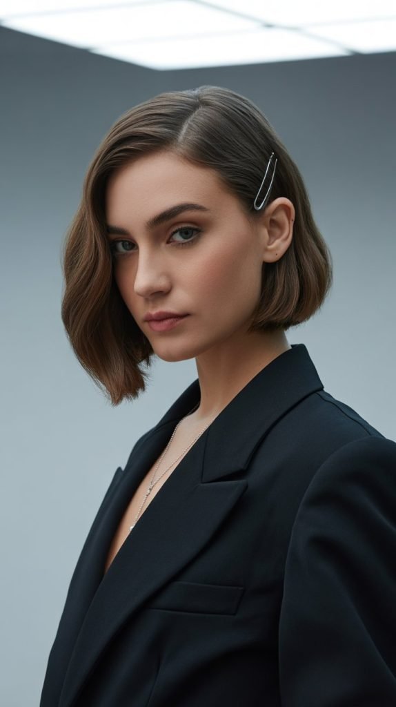  Deep Side Part Ear-Length Bob