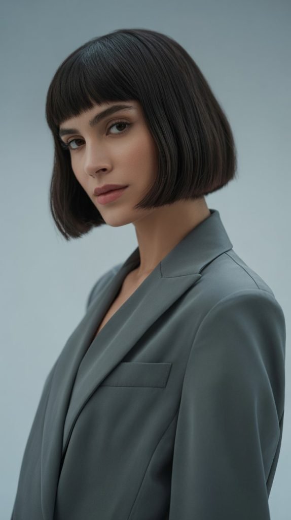 Classic Straight-Across Fringe Jawline Bob