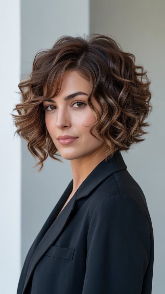 Graduated Curly Bob with Stacked Back