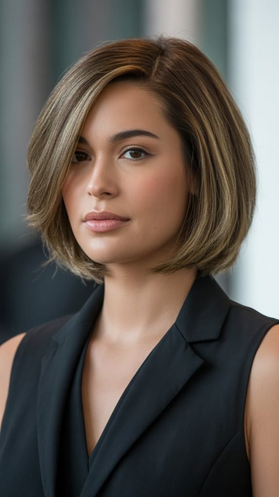 Blunt Bob with Curtain Bangs