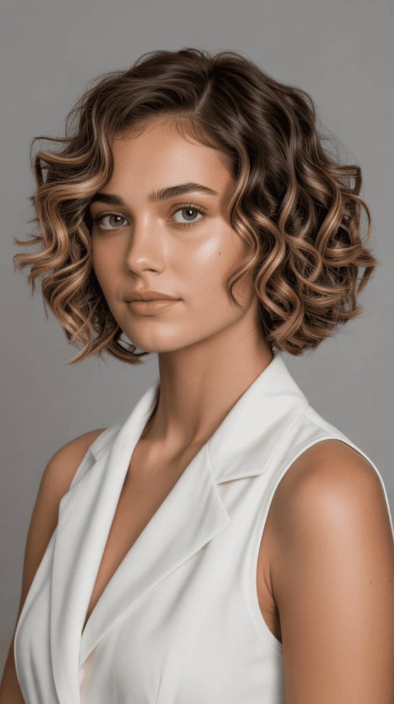 Chin-Length French Bob with Defined Curls